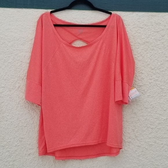 NWT C9 by Champion bright coral flowy keyhole athletic top XXL - Picture 1 of 8